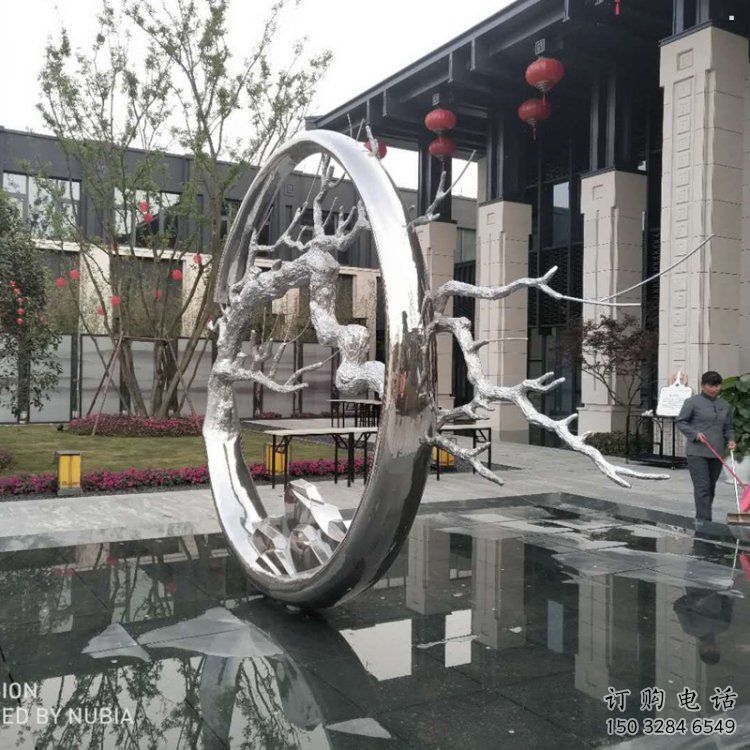 圓環(huán)樹雕塑定制，市標(biāo)雕塑，不銹鋼圓環(huán)樹雕塑定做