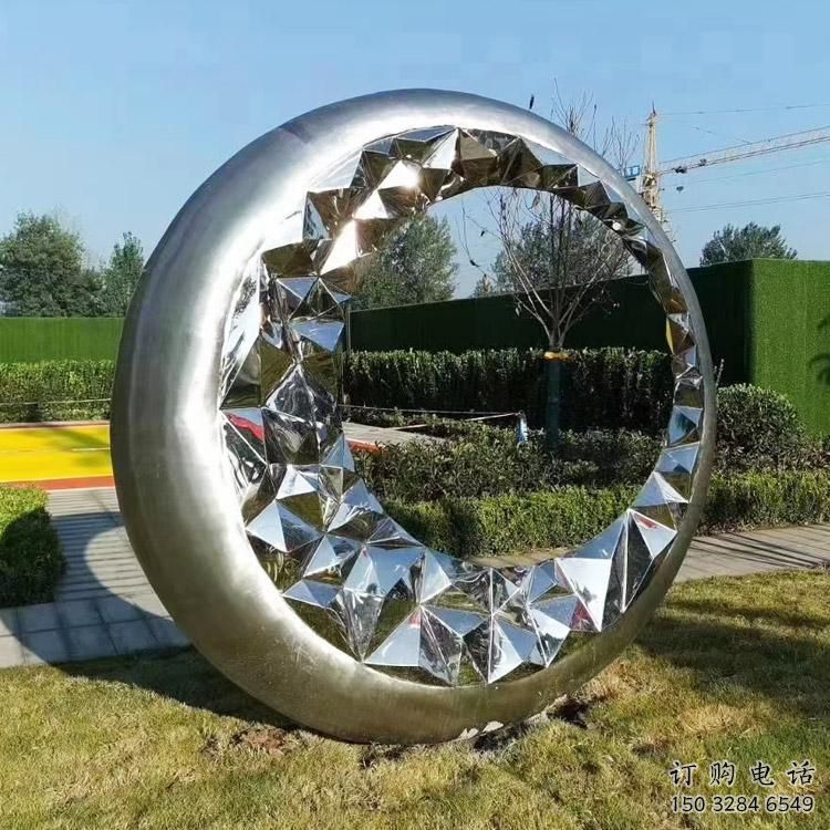 圓圈雕塑訂做，景區(qū)案例，不銹鋼圓圈雕塑定制