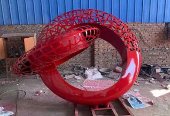 公共雙環(huán)雕塑訂做，城市裝飾，庭院不銹鋼雙環(huán)雕塑展品