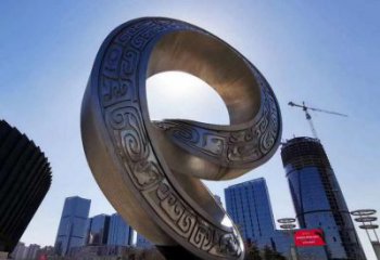 金屬雙環(huán)雕塑承接，陸地擺件，不銹鋼雙環(huán)雕塑制造商