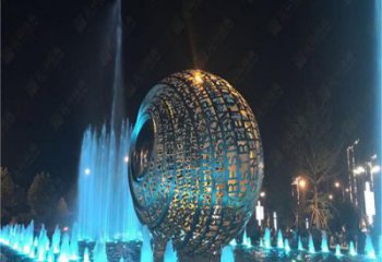 水景圓環(huán)雕塑，燈光配置，燈光圓環(huán)雕塑制作廠家