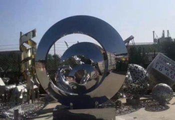 步行街圓環(huán)雕塑，鍛造景觀雕塑，鏤空方式