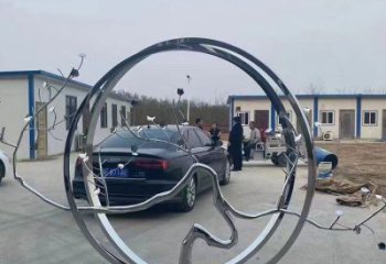 圓環(huán)雕塑，鏤空景觀雕塑，抽象效果