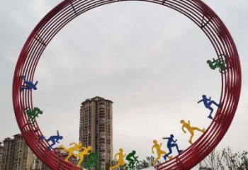 圓環(huán)雕塑點(diǎn)擊，地標(biāo)擺件，烤漆圓環(huán)雕塑承接