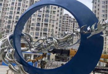 圓環(huán)雕塑訂做，城市雕塑，烤漆圓環(huán)雕塑專供