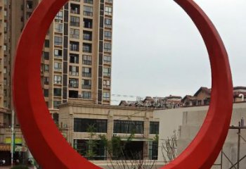 圓環(huán)雕塑觀賞型，標(biāo)識雕塑，紀(jì)念烤漆圓環(huán)雕塑展品