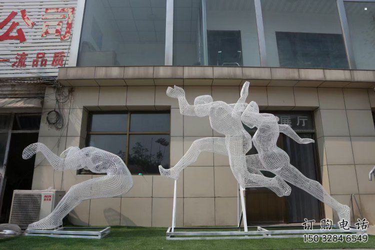 鏤空體育雕塑常用，公園小品，鐵藝運動人物雕塑生產商