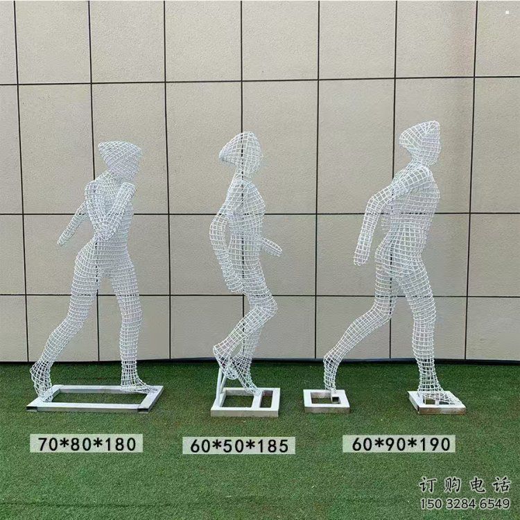 鏤空體育雕塑展品，公園小品，運(yùn)動(dòng)員鐵藝人物雕塑供需
