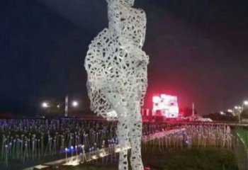 鏤空人物雕塑預(yù)定，城區(qū)小品，現(xiàn)代鐵藝人物雕塑制造商