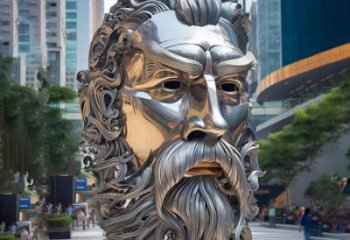 白鋼西方人雕塑制造商，城市雕塑，鏡面人頭像雕塑觀賞型