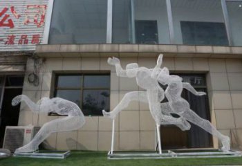 鏤空體育雕塑常用，公園小品，鐵藝運(yùn)動(dòng)人物雕塑生產(chǎn)商