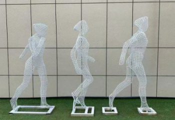 鏤空體育雕塑展品，公園小品，運(yùn)動(dòng)員鐵藝人物雕塑供需