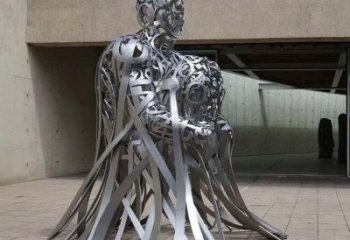 公園字母人物雕塑，噴砂發(fā)光雕塑，鑄銅工藝