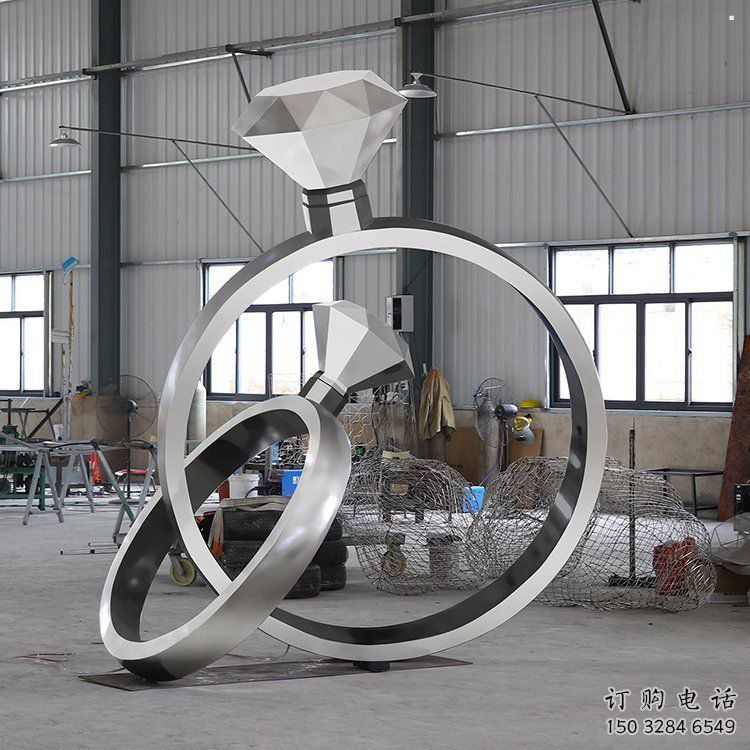 藝術(shù)鉆戒雕塑觀賞型，街景小品，鉆戒雕塑主題常用