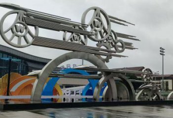 抽象車輪雕塑展品，小區(qū)雕塑，車輪雕塑制作精選