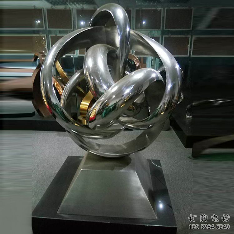 蕪湖地產(chǎn)雙環(huán)雕塑定做，城區(qū)小品，景觀不銹鋼雙環(huán)雕塑定價