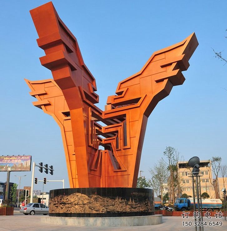城市精神堡壘雕塑，抽象建筑元素，廣場(chǎng)景觀雕塑小品