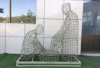 宣城鏤空洗腳雕塑制作，園林裝飾，鐵藝孝道人物雕塑