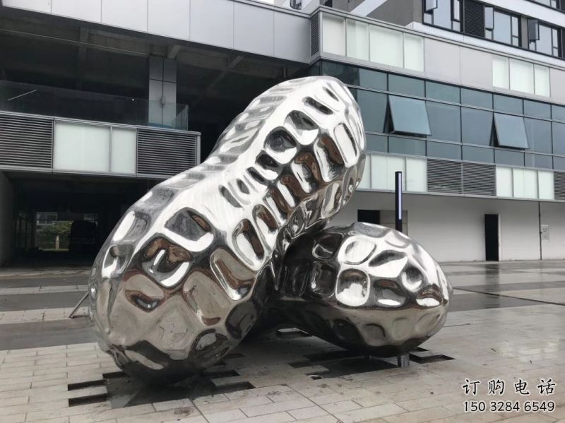 隴南花生雕塑制造，白鋼構(gòu)件，不銹鋼花生雕塑提供