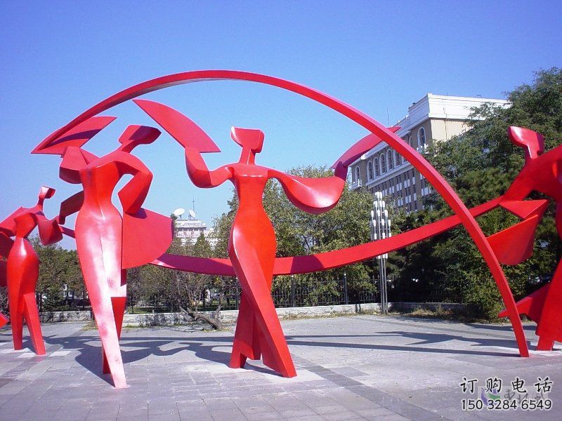 陽(yáng)江扭秧歌雕塑，民俗舞蹈雕塑，不銹鋼抽象音樂(lè)人雕塑