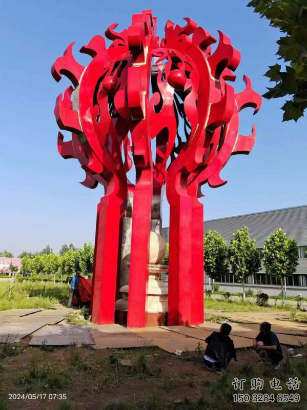 深圳火球雕塑，精神堡壘火球雕塑落地展示
