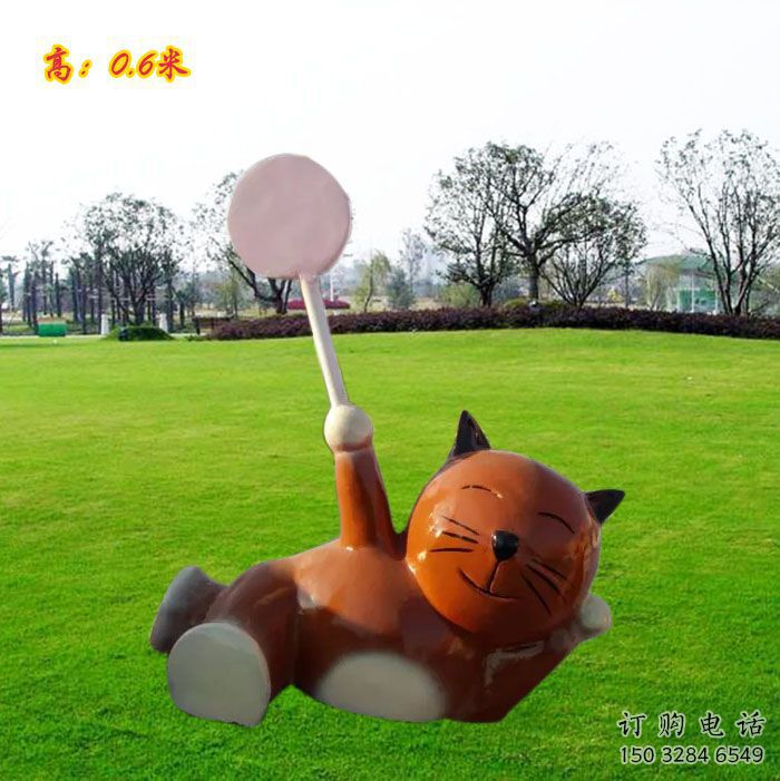 潮州小區(qū)小貓雕塑，抽象系列，彩繪工藝