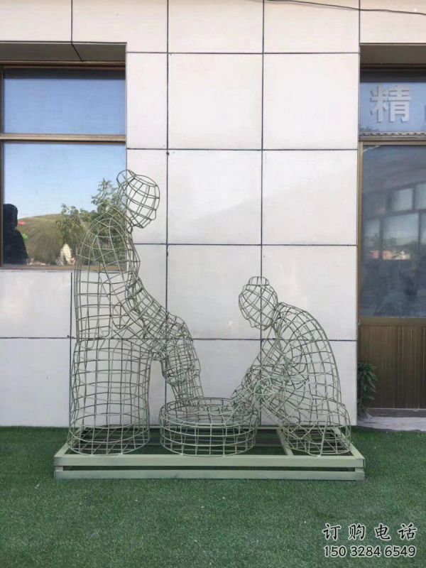 百色鏤空孝道雕塑通用，街景小品，鐵藝洗腳雕塑制造