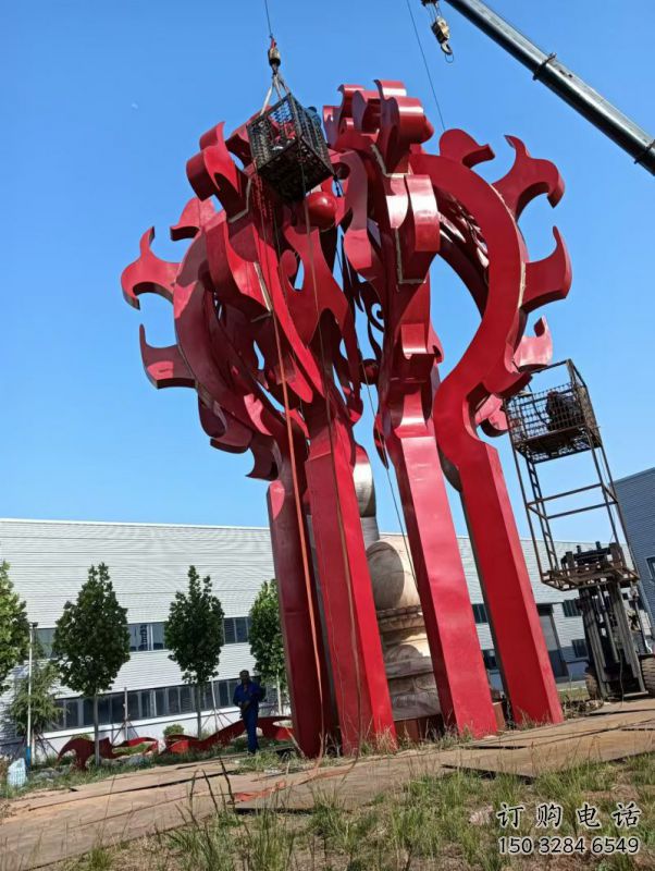 五指山火球雕塑，精神堡壘火球雕塑落地展示
