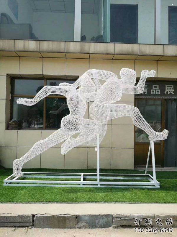 黑河鏤空跨欄雕塑制造商，透雕雕塑，鐵藝體育人物雕塑供給