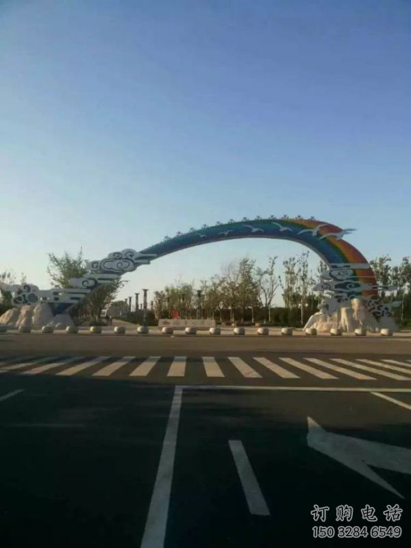 雙陽云朵大門雕塑，公園美陳元素，不銹鋼云朵大門雕塑