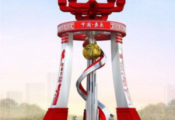 雙鴨山城市精神堡壘雕塑，地標(biāo)文明建筑不銹鋼雕塑