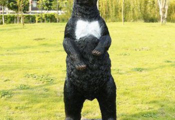 宜昌街道黑熊雕塑，仿真動物雕塑，古銅效果