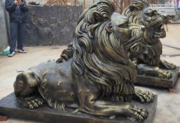 長春大型趴獅雕塑，仿銅動物雕塑，玻璃鋼獅子雕塑制作