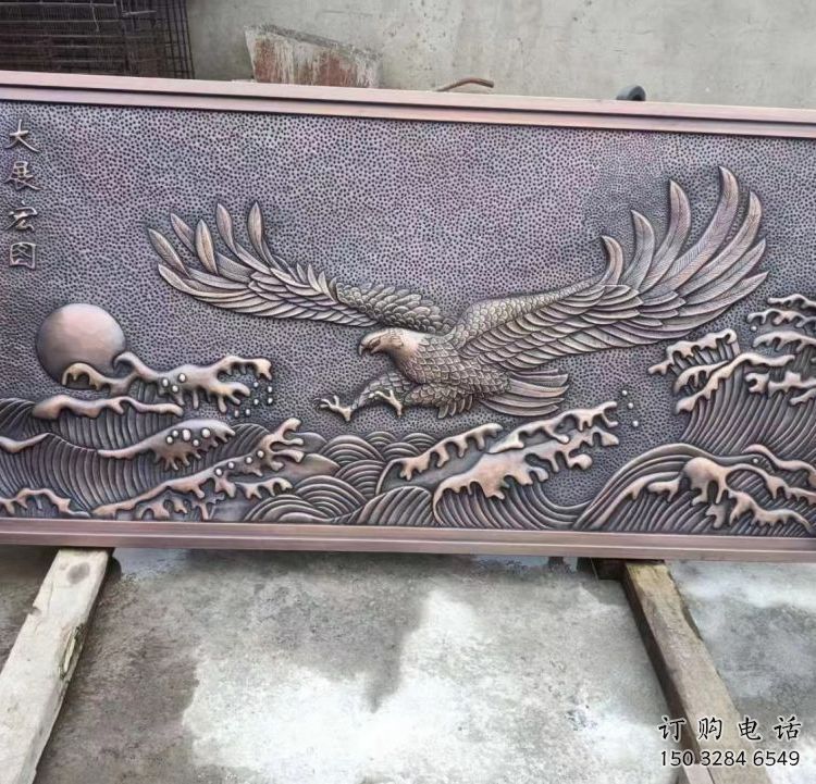 贛州老鷹浮雕訂做，景區(qū)雕塑，鍛銅動物浮雕定價