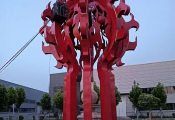 大東火球雕塑，精神堡壘火球雕塑落地展示