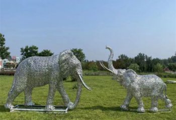 同心鏤空大象雕塑制造商，動物擺件，透雕大象雕塑定制