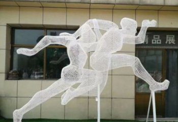 大武口鏤空跨欄雕塑制造商，透雕雕塑，鐵藝體育人物雕塑供給