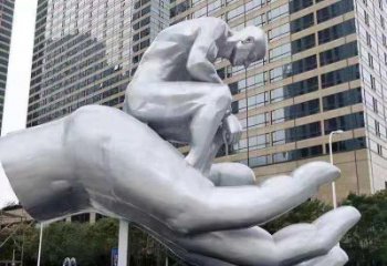 金鳳沉思者雕塑，景觀雕塑，手托人物雕塑廠家提供