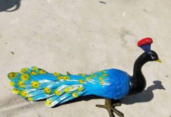 海西彩繪孔雀雕塑制作選用，景區(qū)案例，動物美陳雕塑