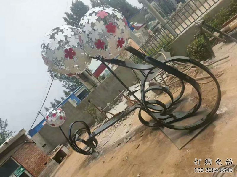 蓮湖大型蒲公英坐凳雕塑，現(xiàn)代元素設(shè)計(jì)，不銹鋼坐凳雕塑