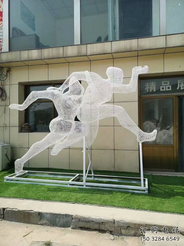 咸陽(yáng)鏤空體育雕塑供求，白鋼構(gòu)件，鐵藝人物雕塑觀賞型