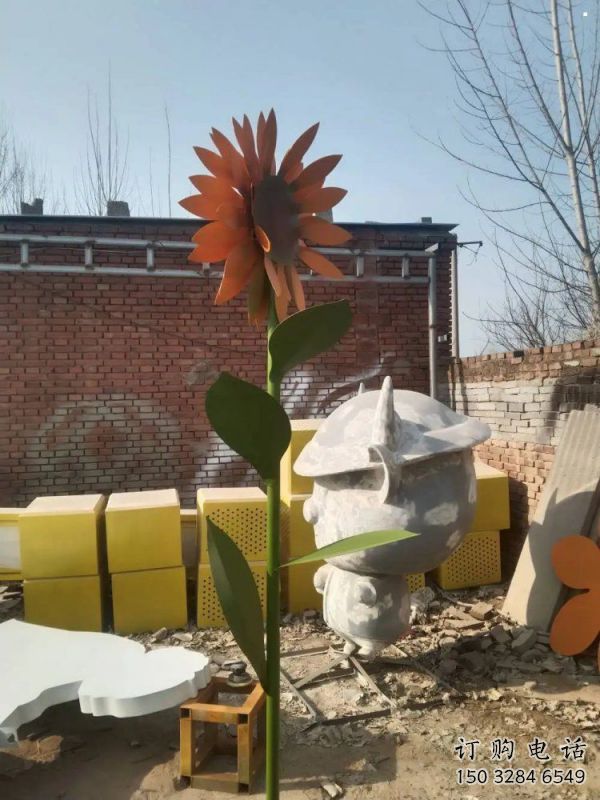 紹興太陽花雕塑工程，美陳雕塑，玻璃鋼太陽花雕塑廠家