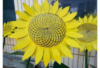雙橋抽象花籃雕塑展品，小區(qū)雕塑，葵花花籃雕塑工程制作精選